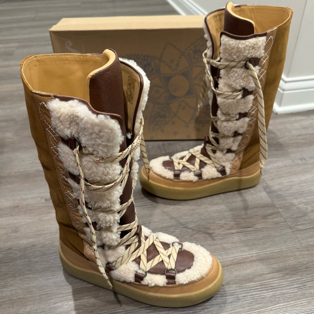 Free People Wilder Mukluk Vintage Tan Lace Up Suede Leather Talk Boots